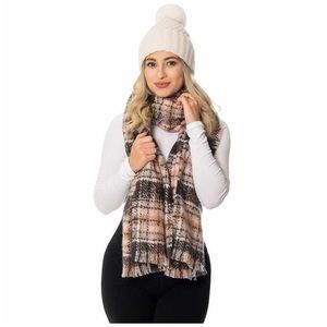 Emanuel Geraldo Ladies Scarf and Beanie Set ~ WHITE